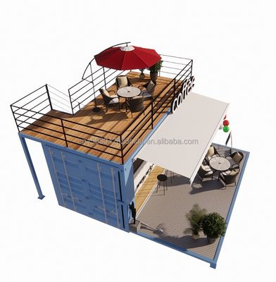 Mini 20 voet pop-up winkel met modern design en stevige gegalvaniseerde stalen vierkant buizen twee verdiepingen container barstand