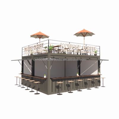 Prefabriceerde pop-upcontainer restaurant winkel straatvoedsel kiosk met gegalvaniseerd stalen vierkant buizen ontwerp