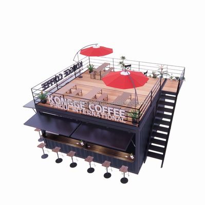 Prefabriceerde pop-upcontainer restaurant winkel straatvoedsel kiosk met gegalvaniseerd stalen vierkant buizen ontwerp