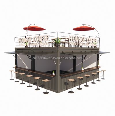 Prefabriceerde pop-upcontainer restaurant winkel straatvoedsel kiosk met gegalvaniseerd stalen vierkant buizen ontwerp