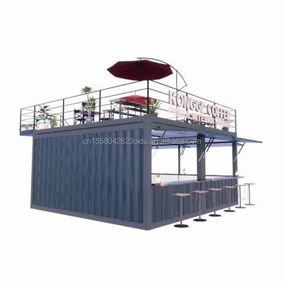 Prefabriceerde pop-upcontainer restaurant winkel straatvoedsel kiosk met gegalvaniseerd stalen vierkant buizen ontwerp