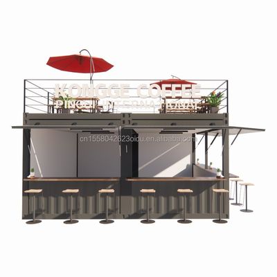 Prefabriceerde pop-upcontainer restaurant winkel straatvoedsel kiosk met gegalvaniseerd stalen vierkant buizen ontwerp