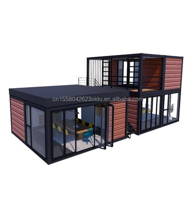 Gegalvaniseerde stalen vierkantbuizen 40ft 20ft luxe slaapkamer grote glazen studio roerende huis voor wonen in aangepast ontwerp