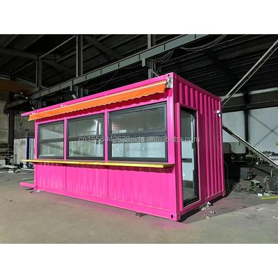 20ft Flat Mobile Container Winkel Winkel Koffiewinkel Retail Stand met 50mm Wave Sandwich Panel Muur voor in Hotel