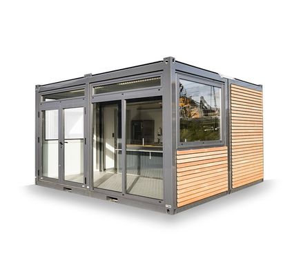 20ft Container Store Hout Graan Metal Frame Hotel Mobiele huis met gegalvaniseerde stalen vierkant buizen en platte verpakking