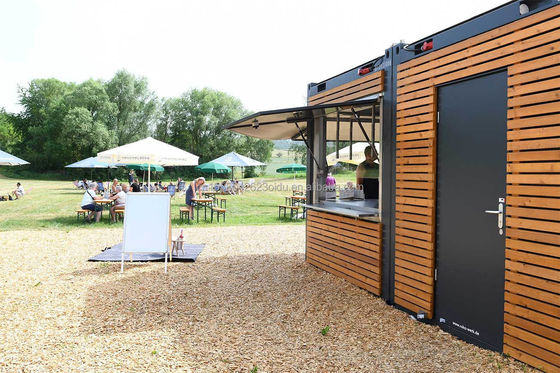 20ft Container Store Hout Graan Metal Frame Hotel Mobiele huis met gegalvaniseerde stalen vierkant buizen en platte verpakking