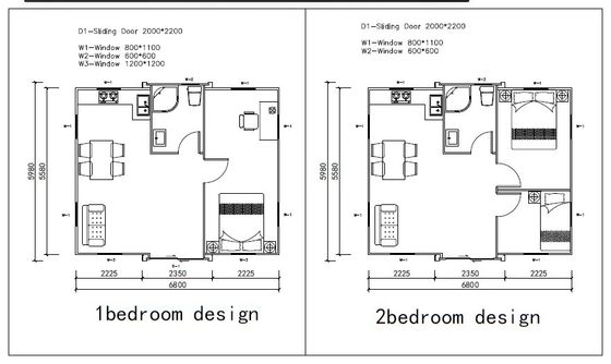 Opvouwbare prefab-containerhuizen met moderne ontwerpstijl en ramen van aluminiumlegering