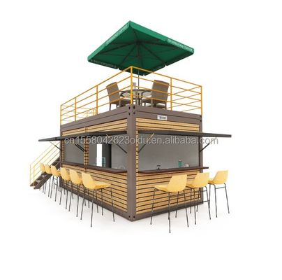 20 voet container koffiebar draagbare prefab winkel met container ontwerp en 50/75/100mm wave sandwich paneel muren