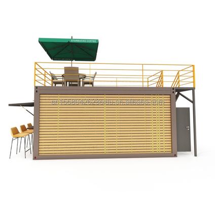 20 voet container koffiebar draagbare prefab winkel met container ontwerp en 50/75/100mm wave sandwich paneel muren