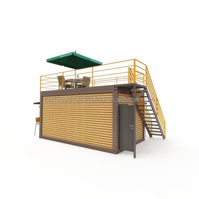 20 voet container koffiebar draagbare prefab winkel met container ontwerp en 50/75/100mm wave sandwich paneel muren