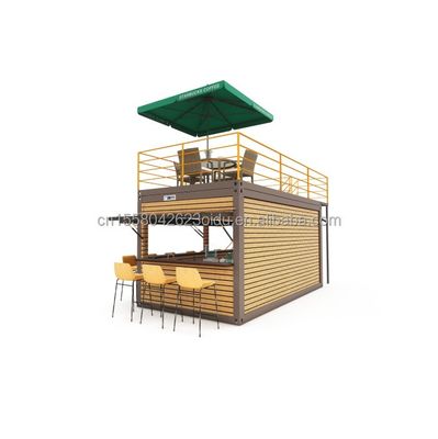 20 voet container koffiebar draagbare prefab winkel met container ontwerp en 50/75/100mm wave sandwich paneel muren