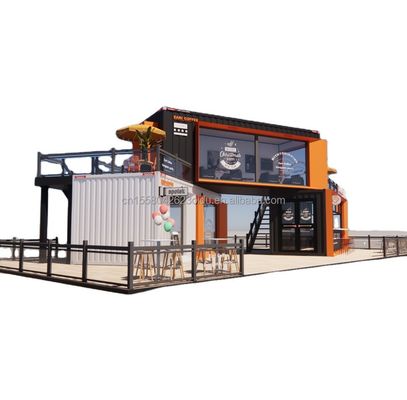 Gewijzigde scheepvaartcontainerwinkel Huis Container koffiewinkel met gegalvaniseerde stalen vierkantbuizen