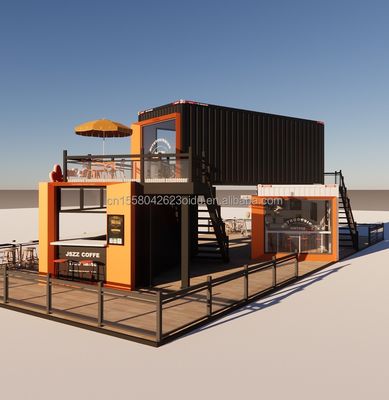 Gewijzigde scheepvaartcontainerwinkel Huis Container koffiewinkel met gegalvaniseerde stalen vierkantbuizen