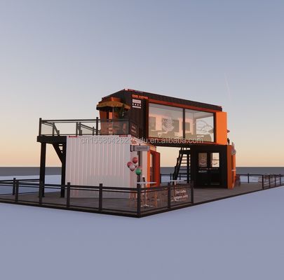 Gewijzigde scheepvaartcontainerwinkel Huis Container koffiewinkel met gegalvaniseerde stalen vierkantbuizen
