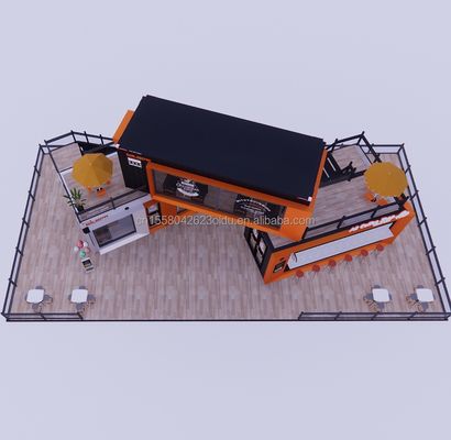 Gewijzigde scheepvaartcontainerwinkel Huis Container koffiewinkel met gegalvaniseerde stalen vierkantbuizen