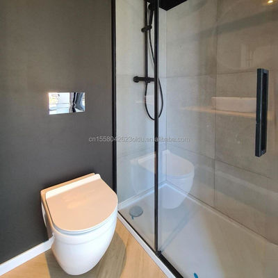 Een slaapkamer hotel zwart containerhuis stalen deur luxe 20ft prefab houten huizen met keuken en badkamer