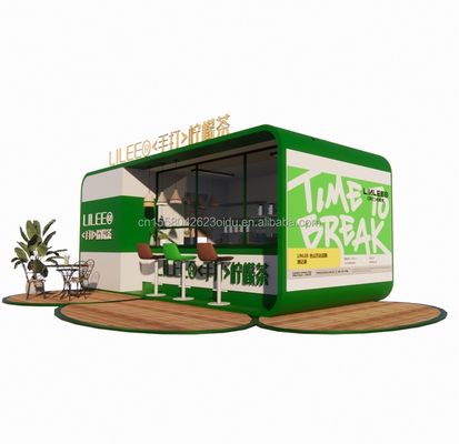 Modulaire prefab scheepvaartcontainer restaurant 20ft koffiebar met gegalvaniseerd staal vierkant buizen staal frame