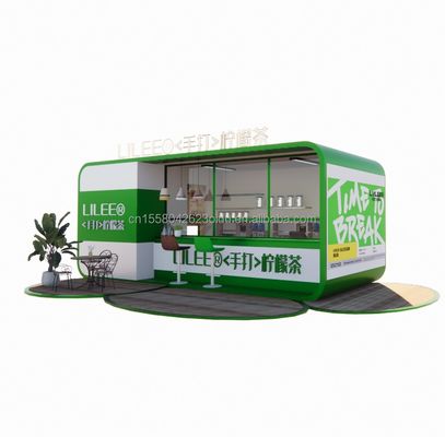 Modulaire prefab scheepvaartcontainer restaurant 20ft koffiebar met gegalvaniseerd staal vierkant buizen staal frame
