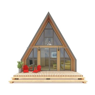 EU badkamer woonkamer Houten driehoekige container met sandwichpaneel deur en gegalvaniseerde staal vierkant buizen structuur