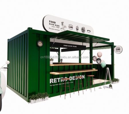20ft of 40ft stalen frame uitbreidbare mobiele koffiebar pop up verzendcontainer winkel met gegalvaniseerde stalen buiging