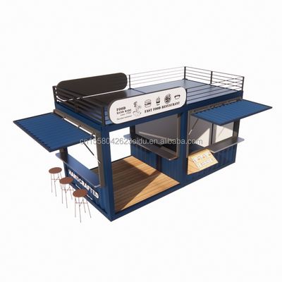 20ft of 40ft stalen frame uitbreidbare mobiele koffiebar pop up verzendcontainer winkel met gegalvaniseerde stalen buiging