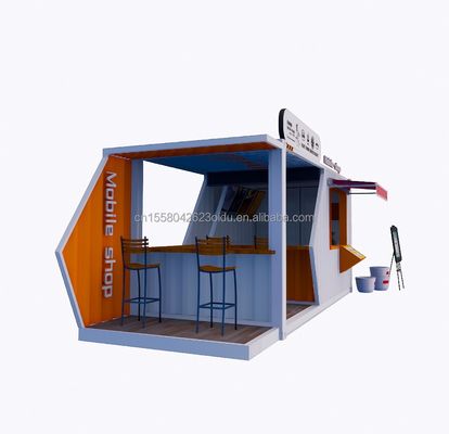 20ft of 40ft stalen frame uitbreidbare mobiele koffiebar pop up verzendcontainer winkel met gegalvaniseerde stalen buiging