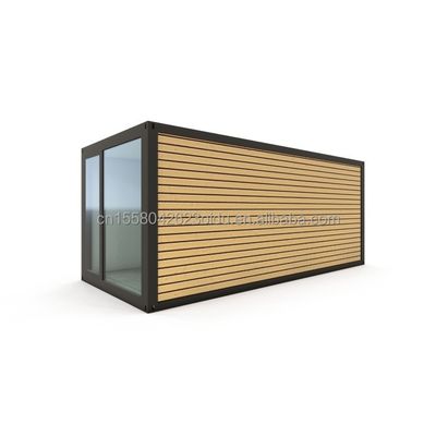 Houten vloer villa container draagbare assemblage 20 voet modulaire platte pak staal mobiele prefab huis voor Chinese villa