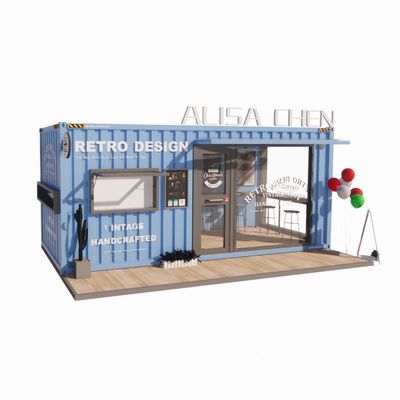 Gegalvaniseerde stalen vierkantbuizen Containerhuizen 20ft Draagbare kiosk Gemodificeerde prefab modulaire koffiewinkel Verzending Container Bar