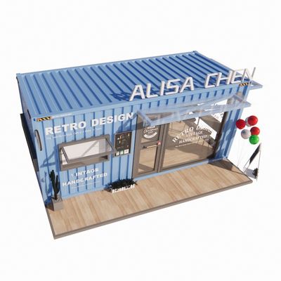 Gegalvaniseerde stalen vierkantbuizen Containerhuizen 20ft Draagbare kiosk Gemodificeerde prefab modulaire koffiewinkel Verzending Container Bar