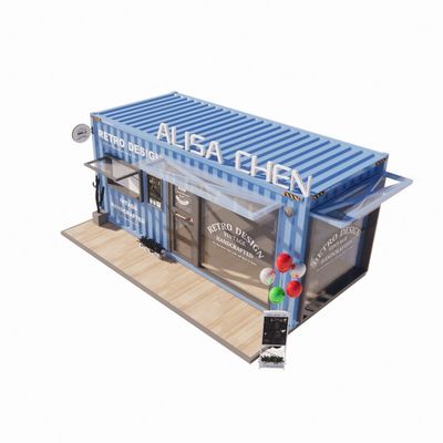 Gegalvaniseerde stalen vierkantbuizen Containerhuizen 20ft Draagbare kiosk Gemodificeerde prefab modulaire koffiewinkel Verzending Container Bar