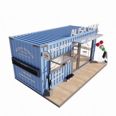 Gegalvaniseerde stalen vierkantbuizen Containerhuizen 20ft Draagbare kiosk Gemodificeerde prefab modulaire koffiewinkel Verzending Container Bar