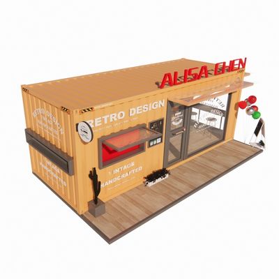 Populair vouwbaar cafe-container restaurant met stalen frame en gegalvaniseerde hoofdstructuur