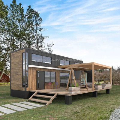 Uitbreidbare houtcontainerhuizen op maat Twee/drie slaapkamers Luxe geprefabriceerd houten gezinshuis