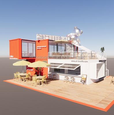 20ft Deluxe Container Store Grote vloer Glas Kleine huis Custom Cabin Villas met 50/75/100mm Wave Sandwich Panel Wanden