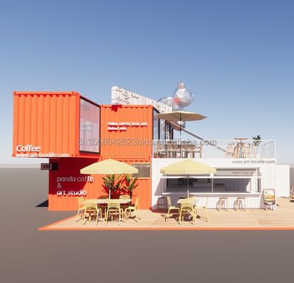 20ft Deluxe Container Store Grote vloer Glas Kleine huis Custom Cabin Villas met 50/75/100mm Wave Sandwich Panel Wanden