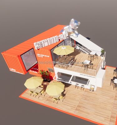 20ft Deluxe Container Store Grote vloer Glas Kleine huis Custom Cabin Villas met 50/75/100mm Wave Sandwich Panel Wanden