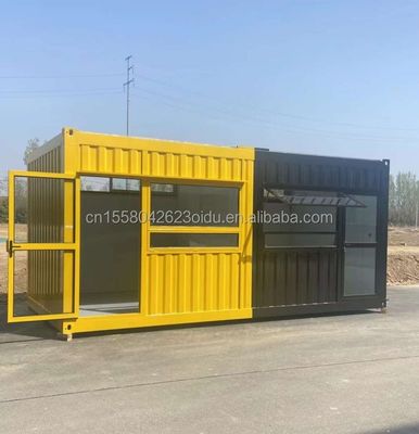 20ft verplaatsbare geprefabriceerde koffiewinkel Container huis ontwerp met gegalvaniseerde stalen vierkant buizen