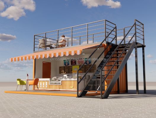 Gemodificeerde 20 voet prefab scheepvaartcontainer Ideaal voor pop-up koffiewinkel restaurant mobiele container bar winkel en badkamer