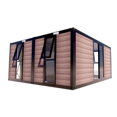 Platte verpakkingscontainer voorgefabriceerd metalen en houten tuinkantoor met gegalvaniseerde vierkante stalen buizen