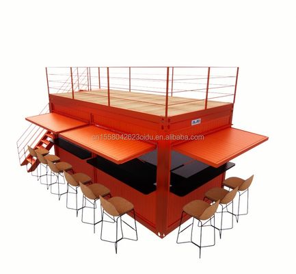 20ft Persoonlijke platte verpakking Vinnige installatie Houten container Geprefabriceerd huis Tuin bar met gegalvaniseerde stalen vierkant buizen