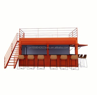 20ft Persoonlijke platte verpakking Vinnige installatie Houten container Geprefabriceerd huis Tuin bar met gegalvaniseerde stalen vierkant buizen