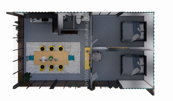 Gezinswoningsoplossing 20FT Combinatie Flat Packaging Container met 2 kamers en 3 slaapkamers Hotelstijl