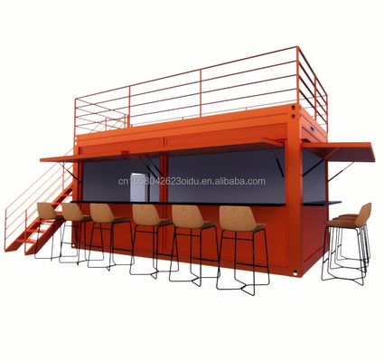 20ft Persoonlijke platte verpakking Vinnige installatie Houten container Geprefabriceerd huis Tuin bar met gegalvaniseerde stalen vierkant buizen