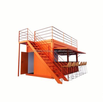 20ft Persoonlijke platte verpakking Vinnige installatie Houten container Geprefabriceerd huis Tuin bar met gegalvaniseerde stalen vierkant buizen