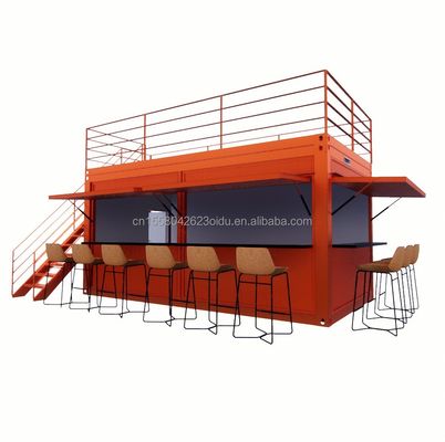 20ft Persoonlijke platte verpakking Vinnige installatie Houten container Geprefabriceerd huis Tuin bar met gegalvaniseerde stalen vierkant buizen