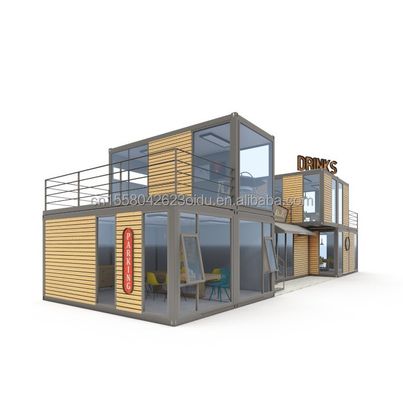 Modern ontwerp 20ft of 40ft Food Bar Cafe Supermarkt Store Container Store Aanpasbaar Vlak Pakket Prefab huis