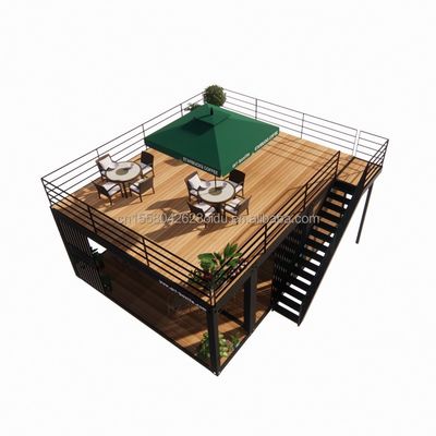 20 voet houten luxe tuin studio flat pakket assemblage 2 slaapkamer container mobiel huis met aluminium alloy ramen
