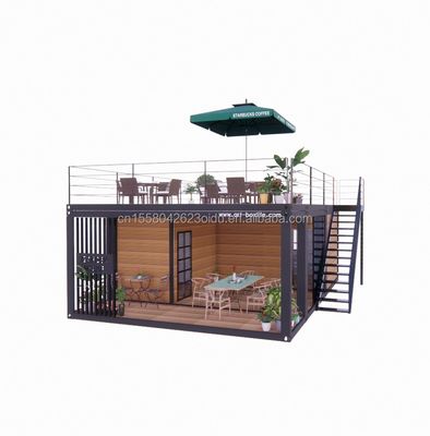 20 voet houten luxe tuin studio flat pakket assemblage 2 slaapkamer container mobiel huis met aluminium alloy ramen