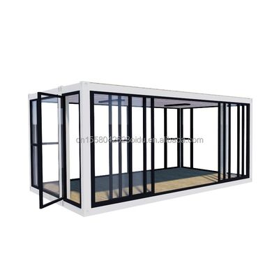 Gepersonaliseerde kleur 20ft container auto tentoonstellingszaal geprefabriceerd huis vouwbaar aluminium legering gehard glas mobiele winkel