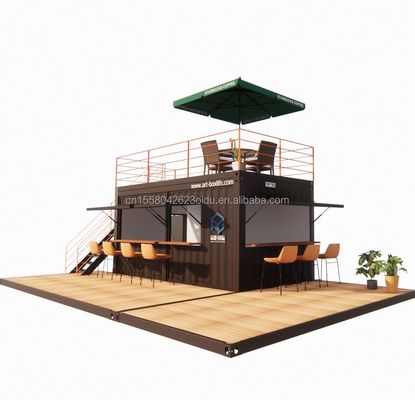 10ft 20ft Twee verdiepingen Pop-up Container Bar ontworpen met Modern Design Style en Aluminium Alloy Windows